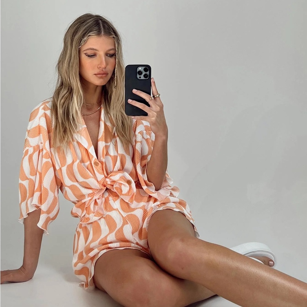 Princess Polly Orange and White Mini Dress